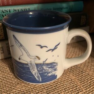 Blue & Cream Vintage Otagiri Seagull & Harbor Mug